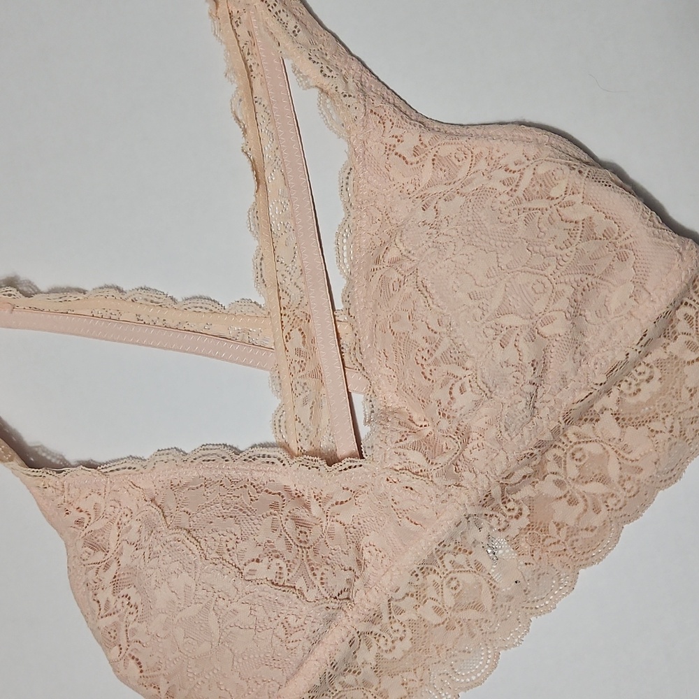 Marilyn Monroe Peach Lace Bralette with Criss-Cross Detail Size S